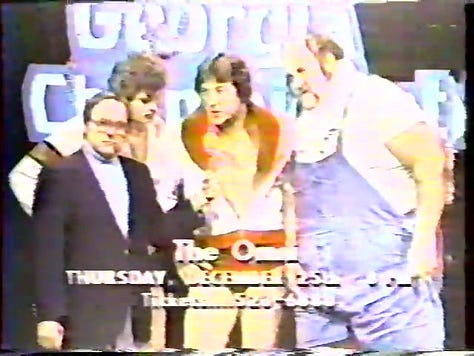 The Freebirds, Plowboy Frazier injured, Ted Dibiase, Mongolian Stomper, Kevin Sullivan, Tony Atlas