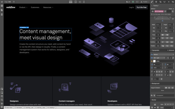 Webflow CMS editor