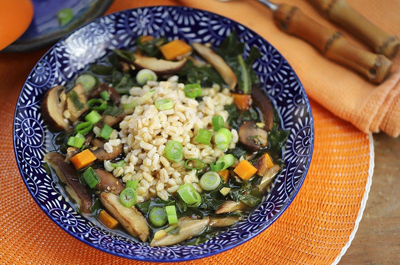 Hot and Sour Mushroom and Barley Soup, Cook the Vineyard