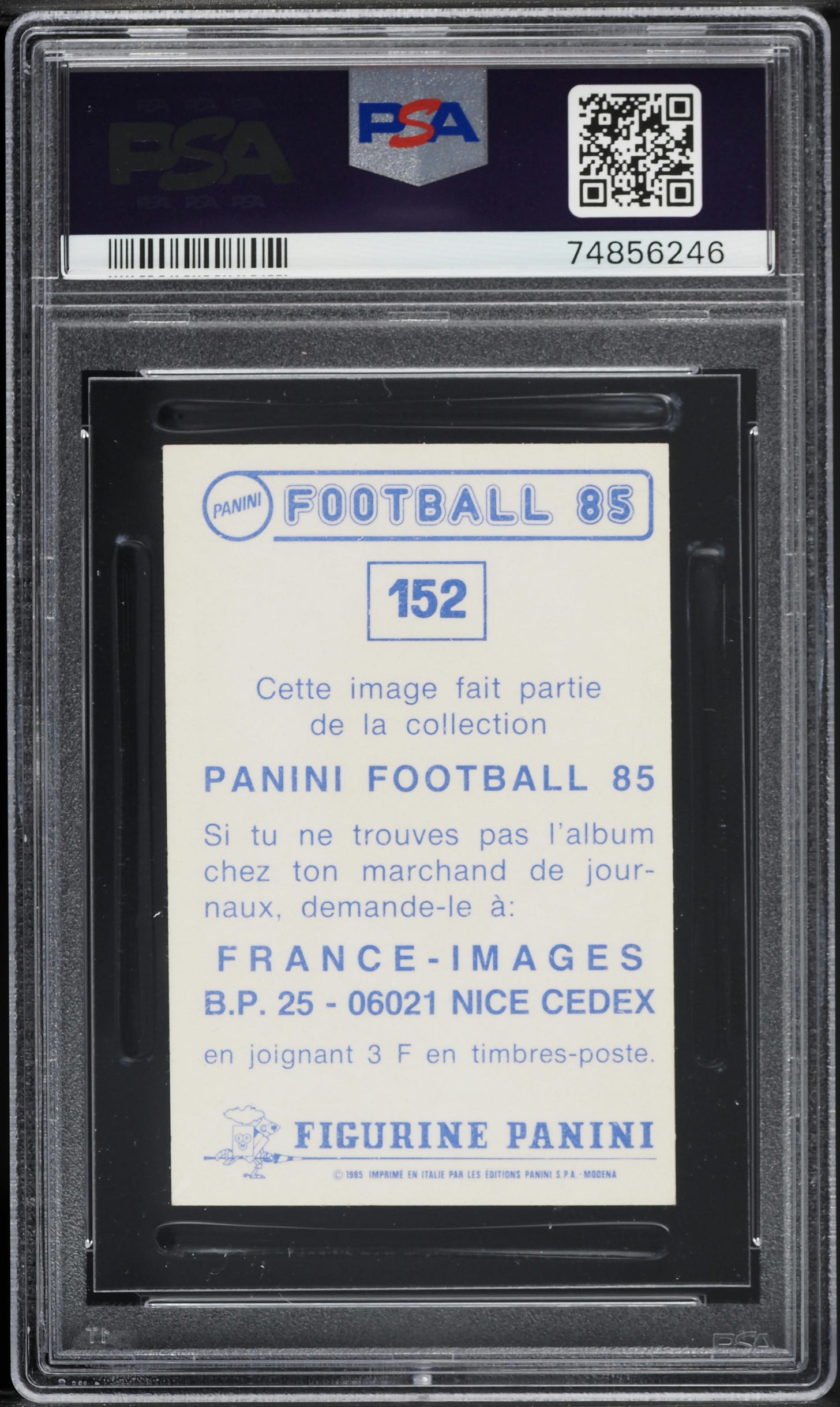 1984 Panini Football France 85 Arsene Wenger ROOKIE #152 PSA 8 NM-MT - Back