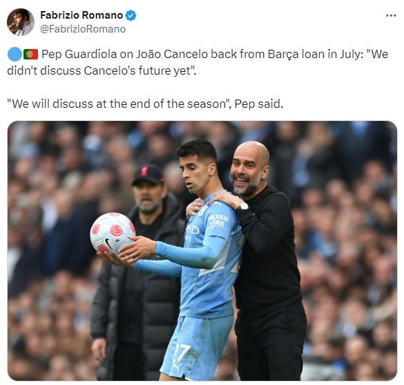 Pep Guardiola Joao Cancelo Man City Premier League 