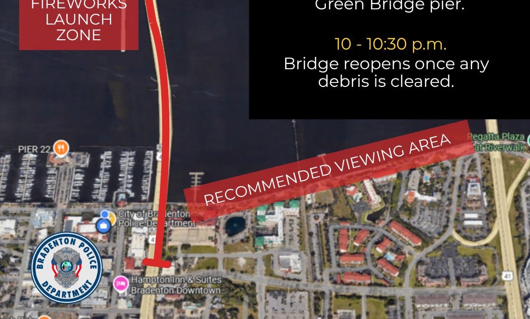 Green Bridge to Close for July 4th Fireworks in Bradenton