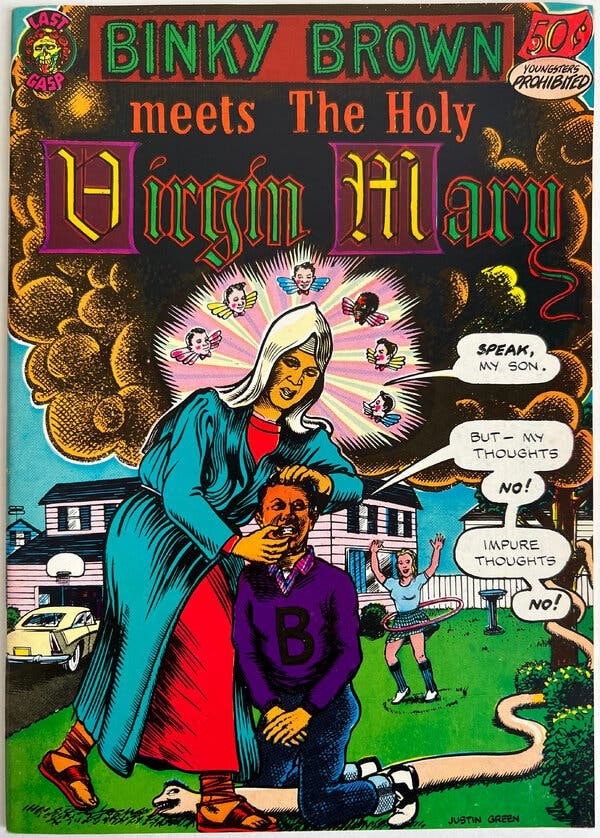 Mr. Green’s fellow cartoonist Art Spiegelman says that “Binky Brown Meets the Holy Virgin Mary” inspired his acclaimed graphic novel “Maus.”