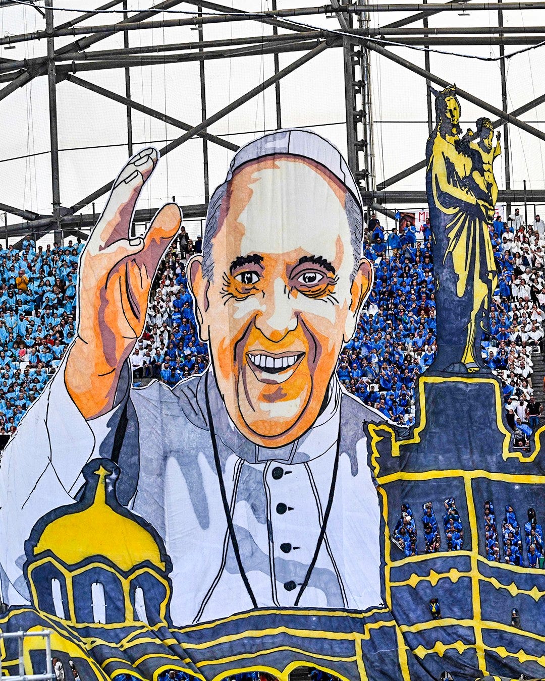 Marseille had welcome the Pope with a tifo in 2023.