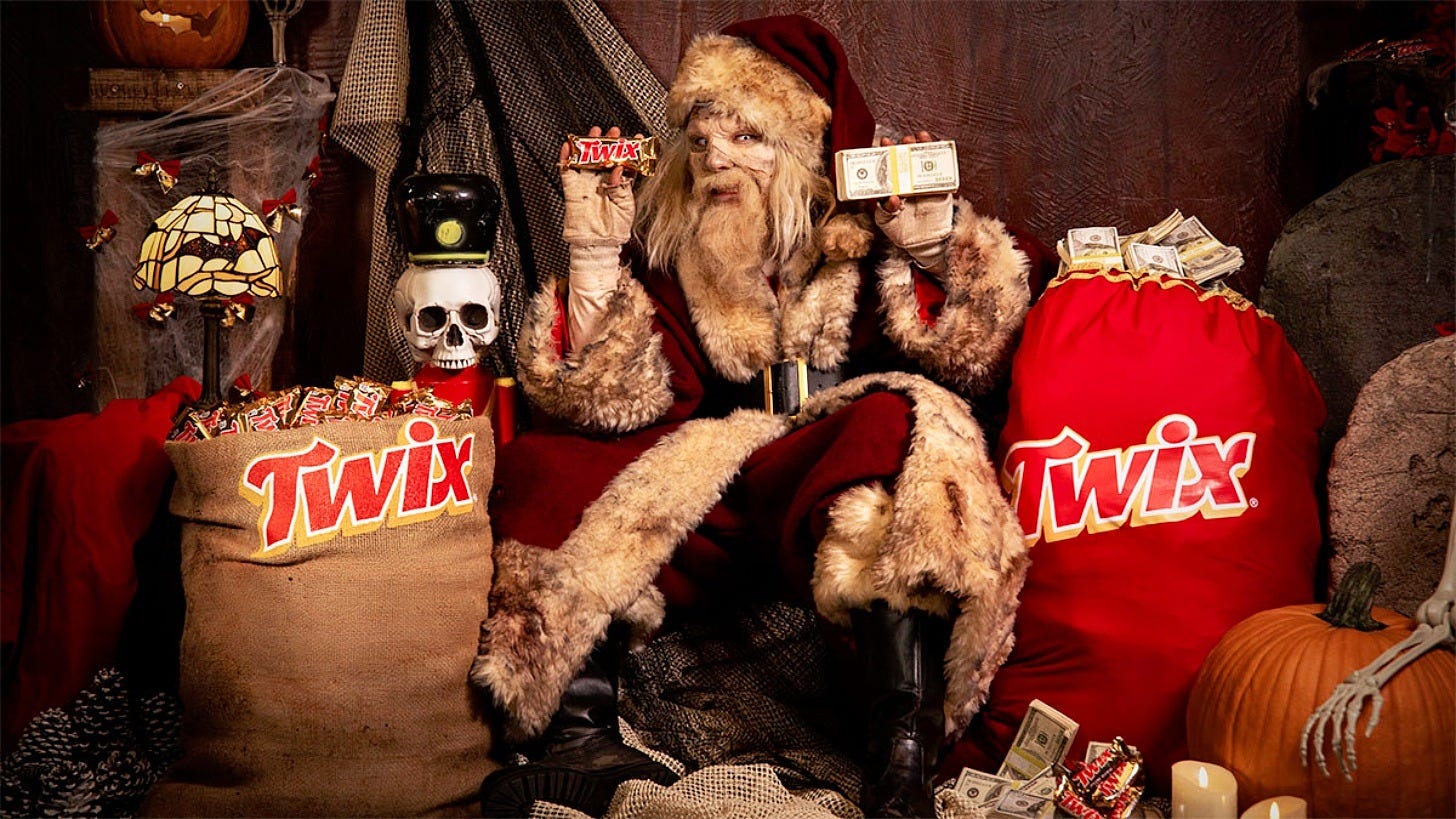 Zombie Claus in Twix's Hallowmas campaign. Image: Twix