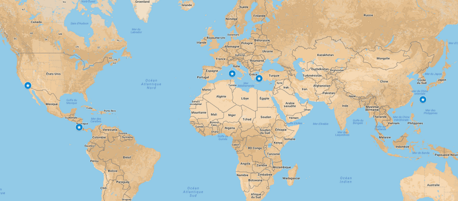 Carte des zones bleues