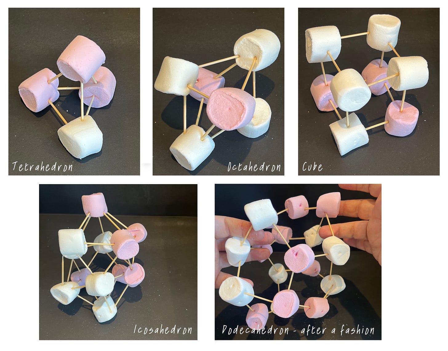 Platonic solids with marshmallows Platonic solids with marshmallows