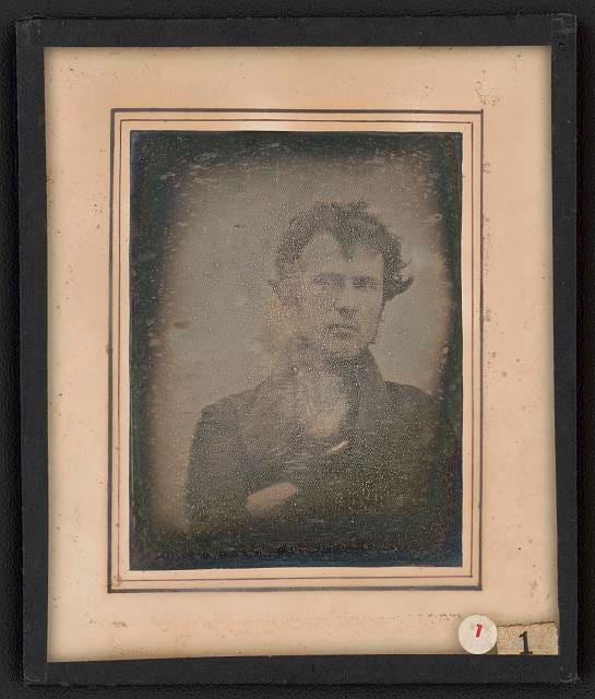 [Robert Cornelius, self-portrait; believed to be the earliest extant American portrait photo]