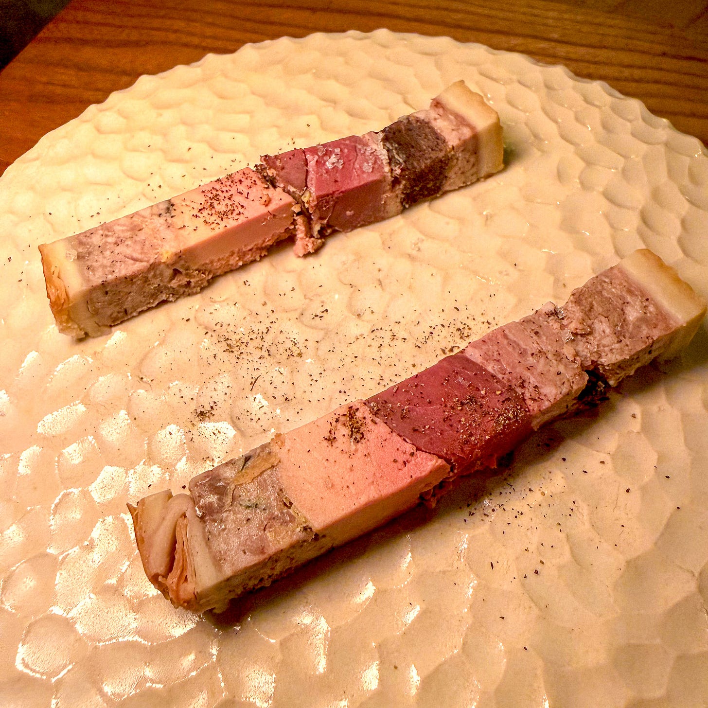 Mosaic pâté en croûte with foie gras and wild duck at Masaikuta, Paris 11th
