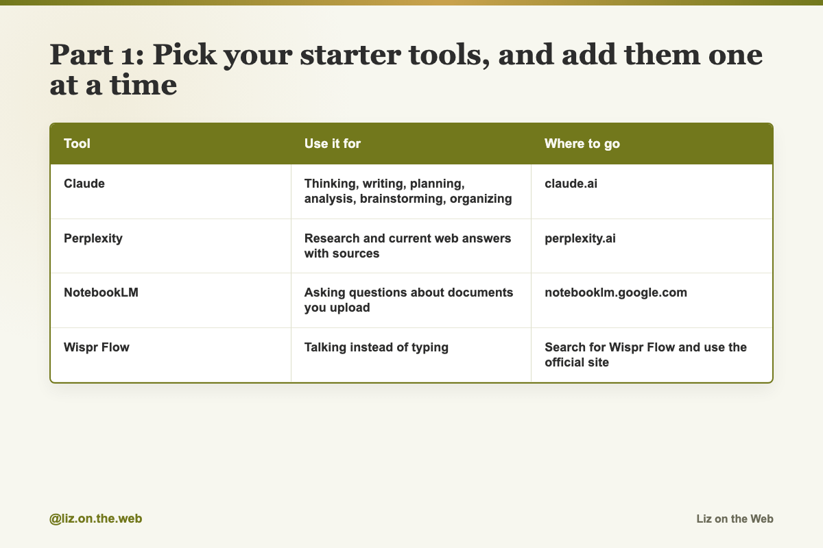 Part 1: Pick your starter tools, and add them one at a time Part 1: Pick your starter tools, and add them one at a time