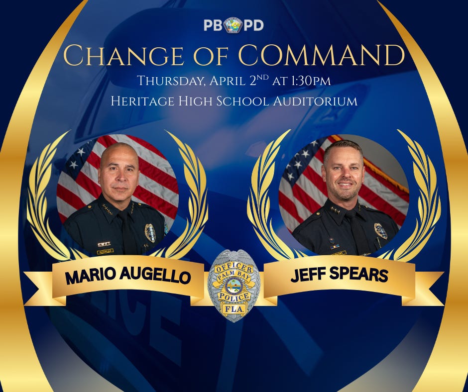 Palm Bay Police Department Change of Command ceremony flyer
