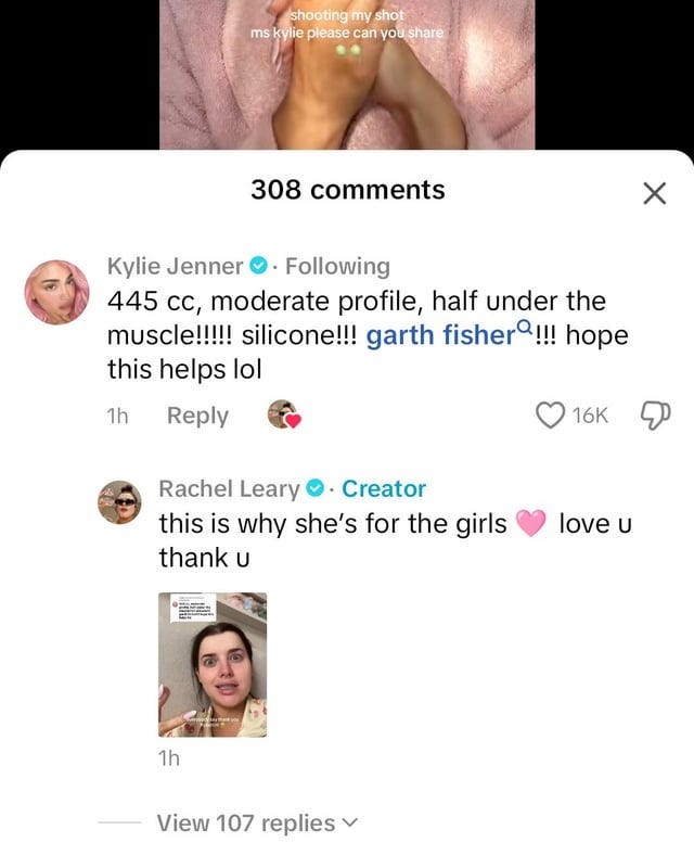 Kylie Jenner shares information on her boobs on TikTok : r/LAinfluencersnark