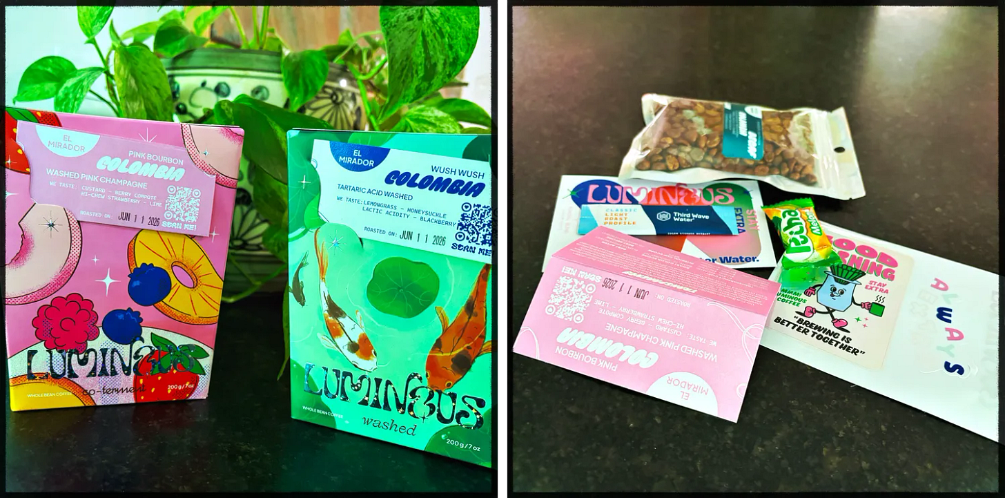 Coffee bags, and a couple of single-shot pouches Coffee bags, and a couple of single-shot pouches