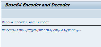 SAP ABAP Encoder and Decoder Program output screen. SAP ABAP Encoder and Decoder Program output screen.