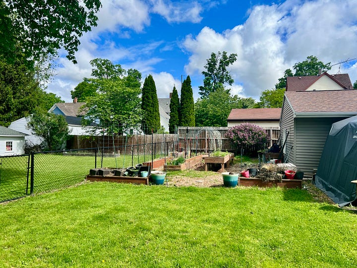 The Million Dollar Garage stands at the ready...a pile of purged trash ready to be removed...a semi studio set up outside ready to be used until the rebuild begins...the garden ready to be planted...and the patio ready to be used in the way patios are used during the Michgan summer
