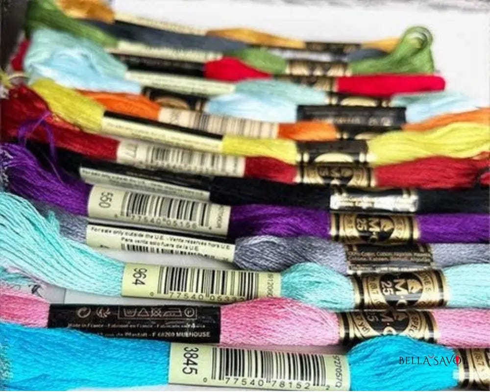 colorful array of dmc embroidery floss, one of eight necessary embroidery supplies 