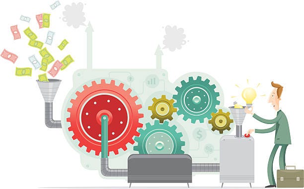 stockillustraties, clipart, cartoons en iconen met making money - money machine