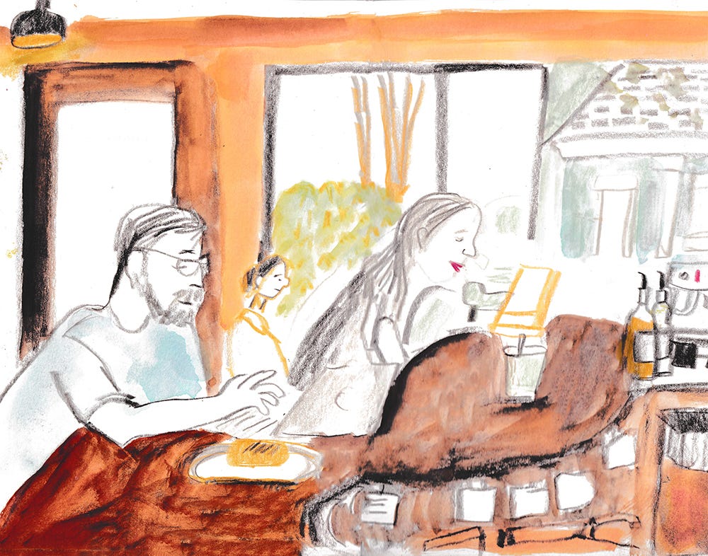 coffee shop sketch by Beth Spencer