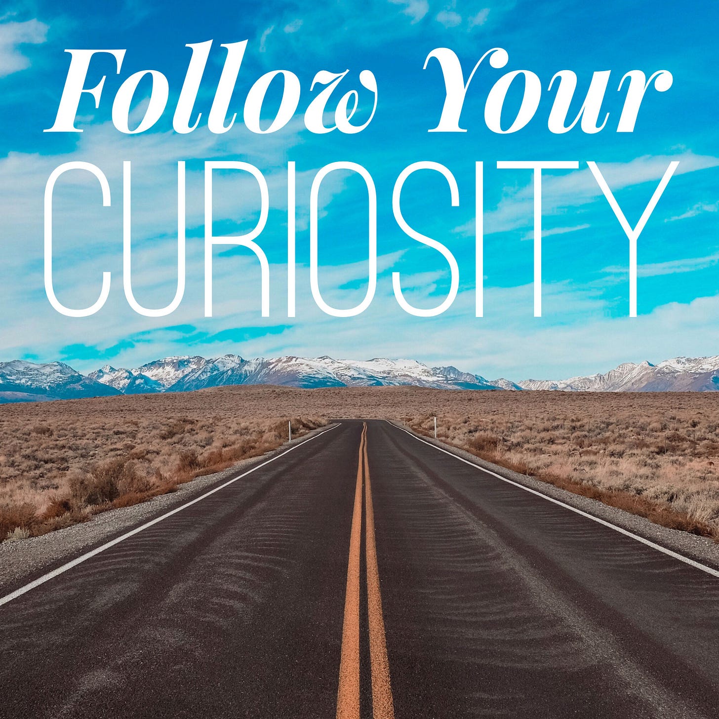 FYC pod logo: text over a photo of an open road with mountains in the background