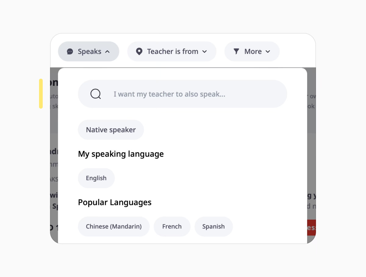 A placeholder in a search bar that appears when a tab labeled "Speaks" is selected.