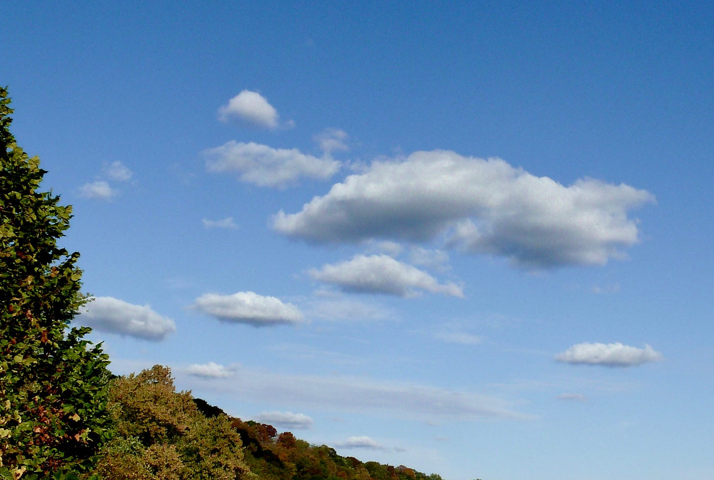 White clouds in a blue sky
