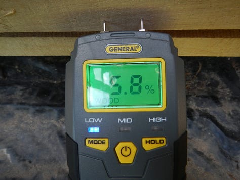 Moisture content of lumber in Kiln #2