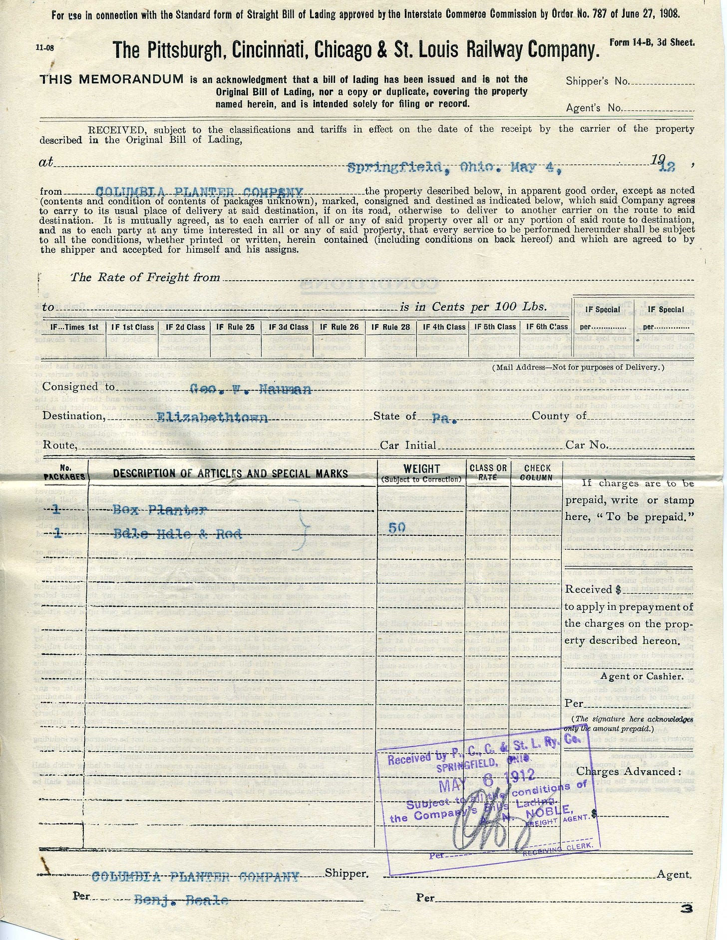Lading bill