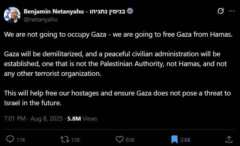 Israelin pääministerin mukaan Gaza demilitarisoidaan, ja sinne perustetaan rauhanomainen siviilihallinto, joka ei ole Palestiinalaishallinto, Hamas eikä mikään muu islamistinen terroristijärjestö. Suomen lehdistössä Hamasin korvaamista demokraattisella johdolla on alettu kuvailla “miehityksenä” ja sen “toimittajien” toimesta levittää jopa antisemiittisiä salaliittoteorioita “Suur-Israelista”, jonka mukaan juutalaisvaltio aikoo kaapata koko Lähi-Idän valtaansa. Israelin pääministerin mukaan Gaza demilitarisoidaan, ja sinne perustetaan rauhanomainen siviilihallinto, joka ei ole Palestiinalaishallinto, Hamas eikä mikään muu islamistinen terroristijärjestö. Suomen lehdistössä Hamasin korvaamista demokraattisella johdolla on alettu kuvailla “miehityksenä” ja sen “toimittajien” toimesta levittää jopa antisemiittisiä salaliittoteorioita “Suur-Israelista”, jonka mukaan juutalaisvaltio aikoo kaapata koko Lähi-Idän valtaansa.