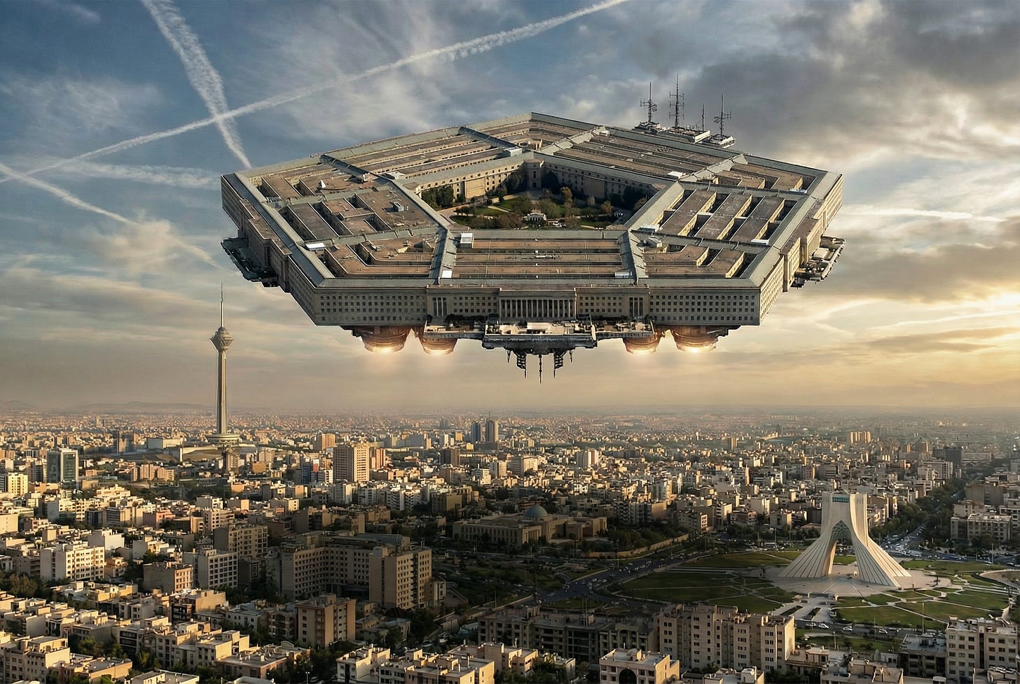 The Pentagon 5000 aircraft hovering over the city of Tehran The Pentagon 5000 aircraft hovering over the city of Tehran