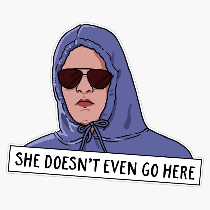SHE DOESN'T EVEN GO HERE Bumper Sticker Vinyl Decal 5 inches