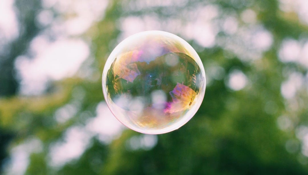 a close up of a soap bubble with trees in the background a close up of a soap bubble with trees in the background