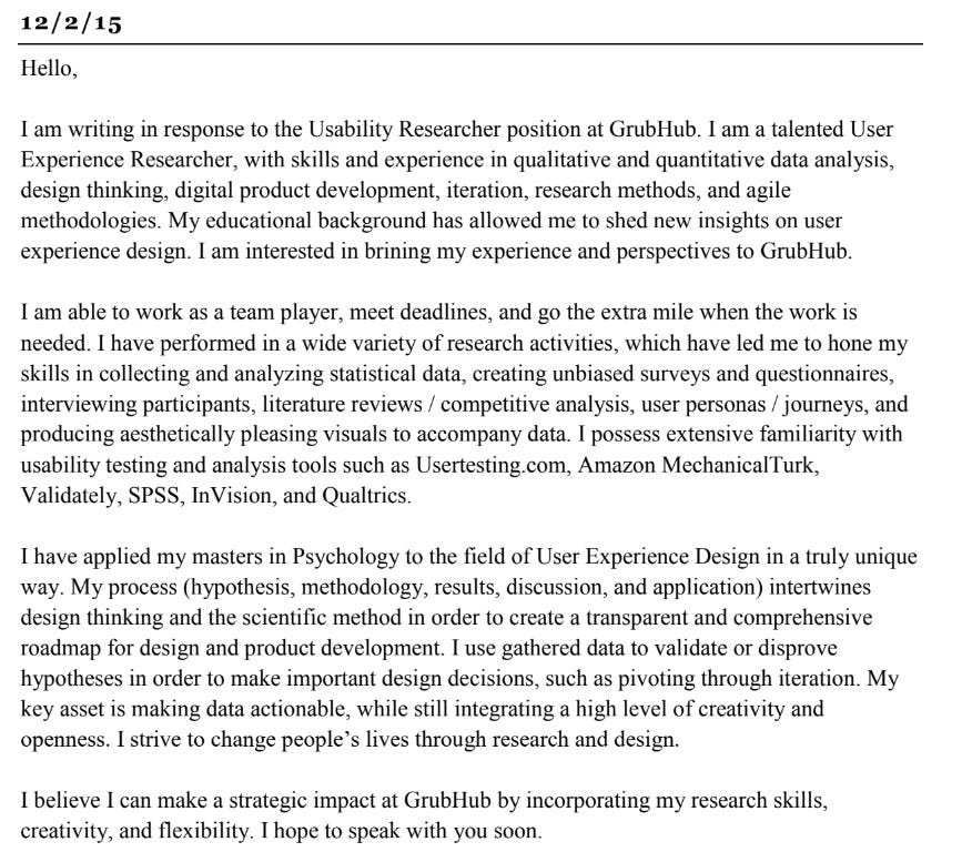Terrible generic cover letter example