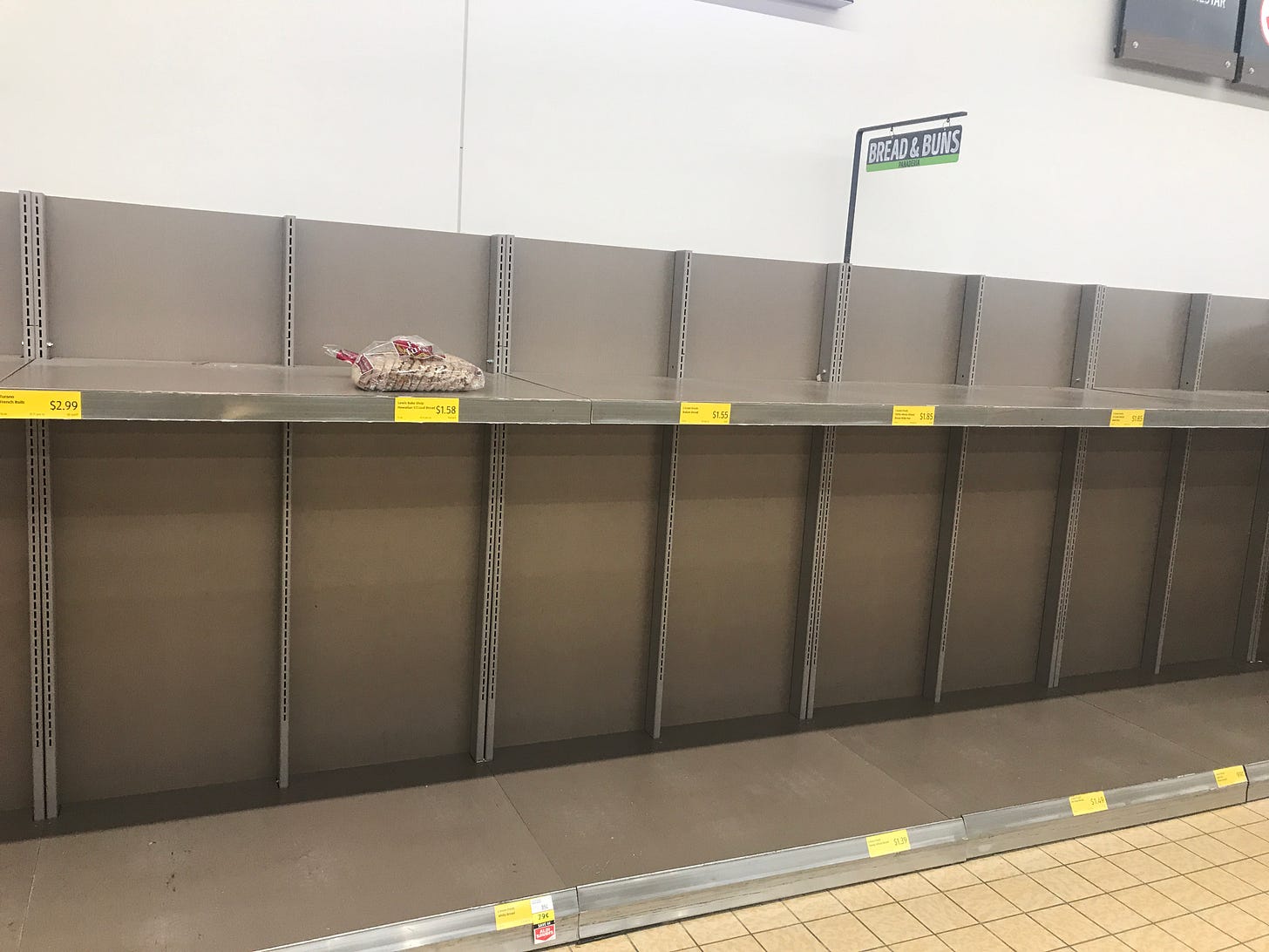 Empty grocery store shelves during pandemic Empty grocery store shelves during pandemic