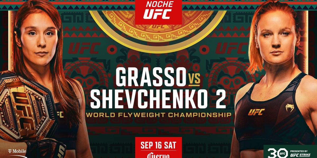 Latest Noche UFC fight card, ESPN+ lineup for 'Grasso vs. Shevchenko 2' on  Sept. 16 - MMAmania.com