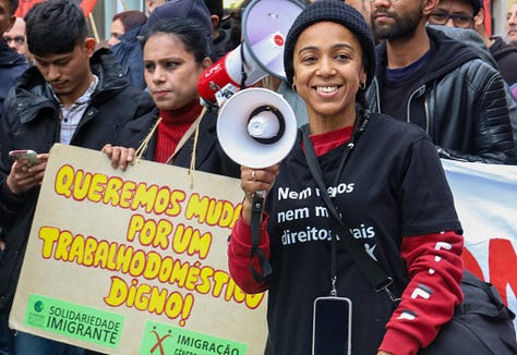 Photos of the participants in the Não nos encostem à parede protest against racism and xenophobia, 11 January 2025, Lisbon.