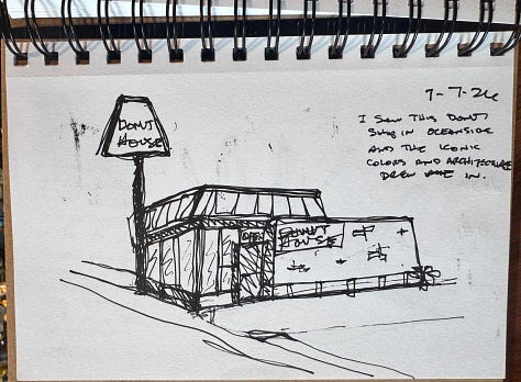 9 different urban sketches in black line by Dave Conrey