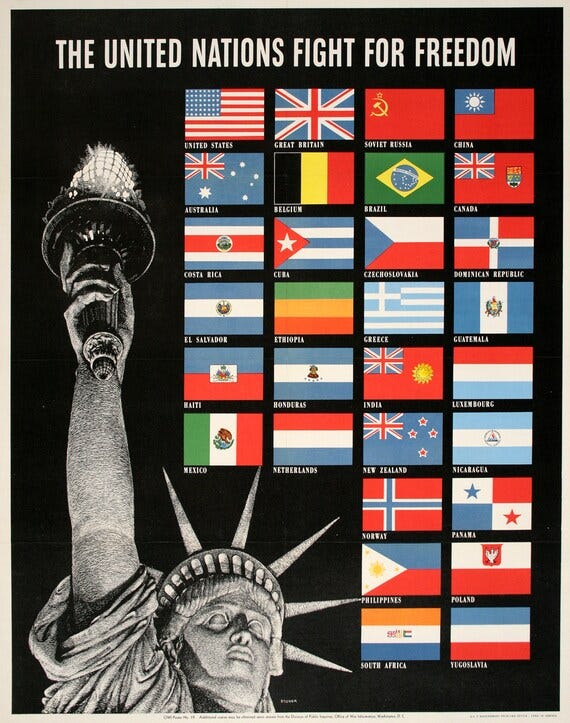 Original American Poster - the United Nations Fight for Freedom by Broder  1942 - Etsy