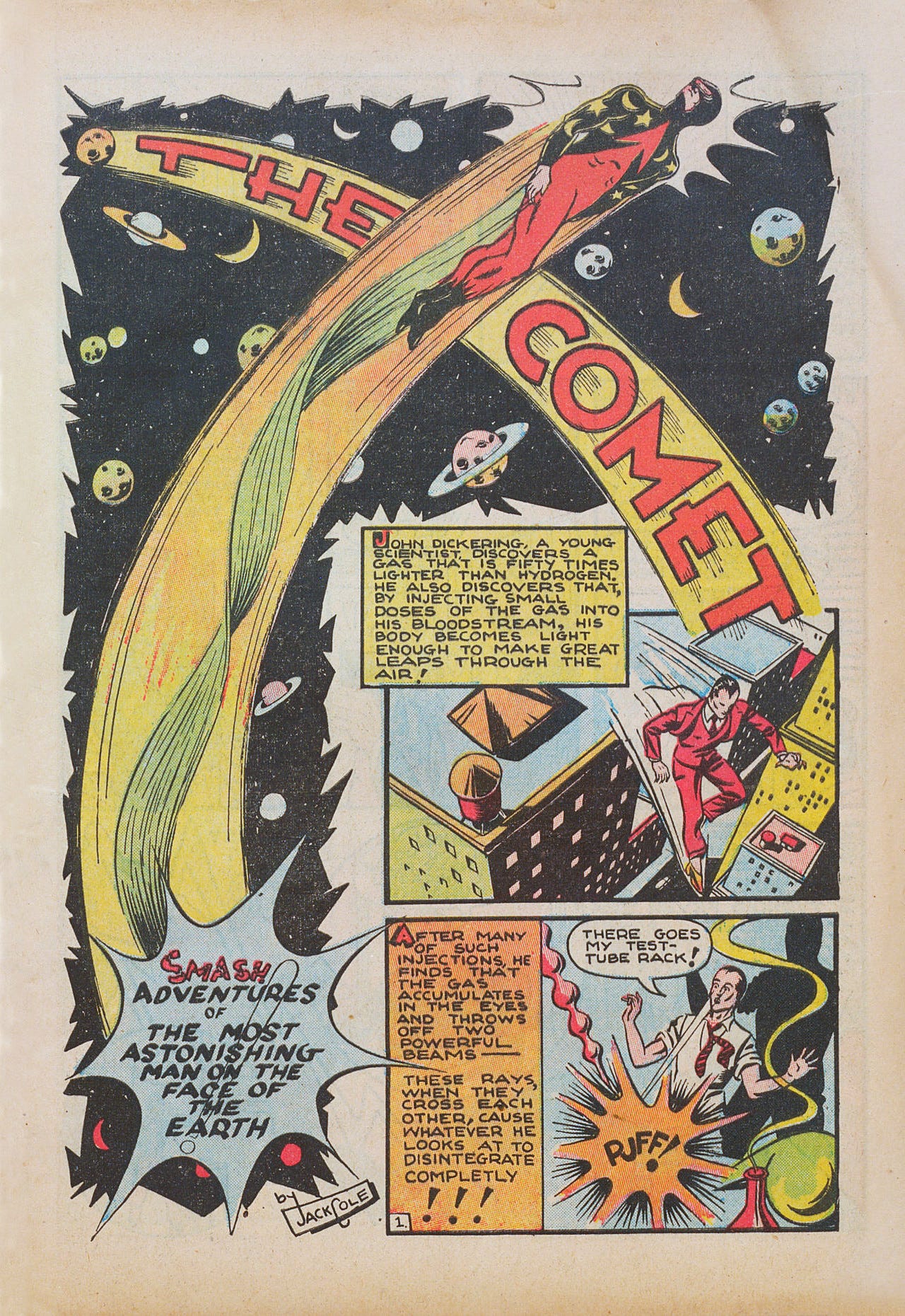 Pep Comics 1, The Comet story, page 1
