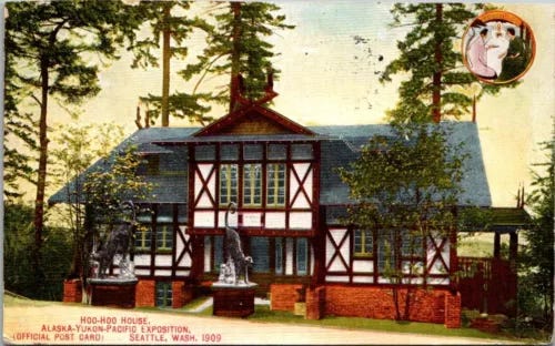 Postcard Hoo Hoo House Alaska Yukon Pacific Exposition Seattle Washington 1909 - Picture 1 of 2