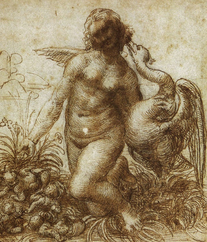 Leda and the Swan (c.1506; Milan, Italy) by Leonardo da Vinci – Artchive