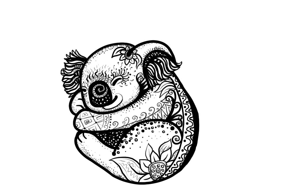 koala tail drawing