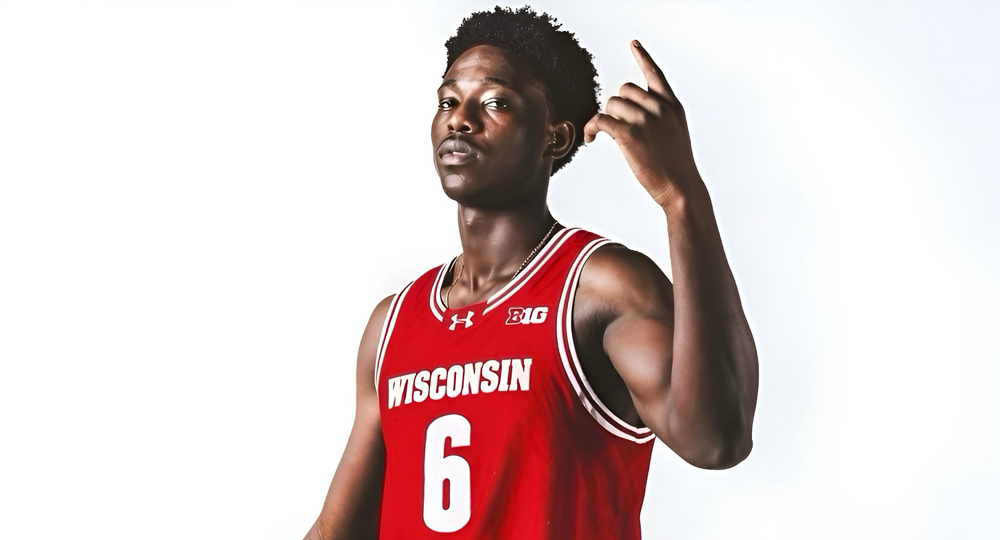 Wisconsin Badgers forward Victory Onuetu. 