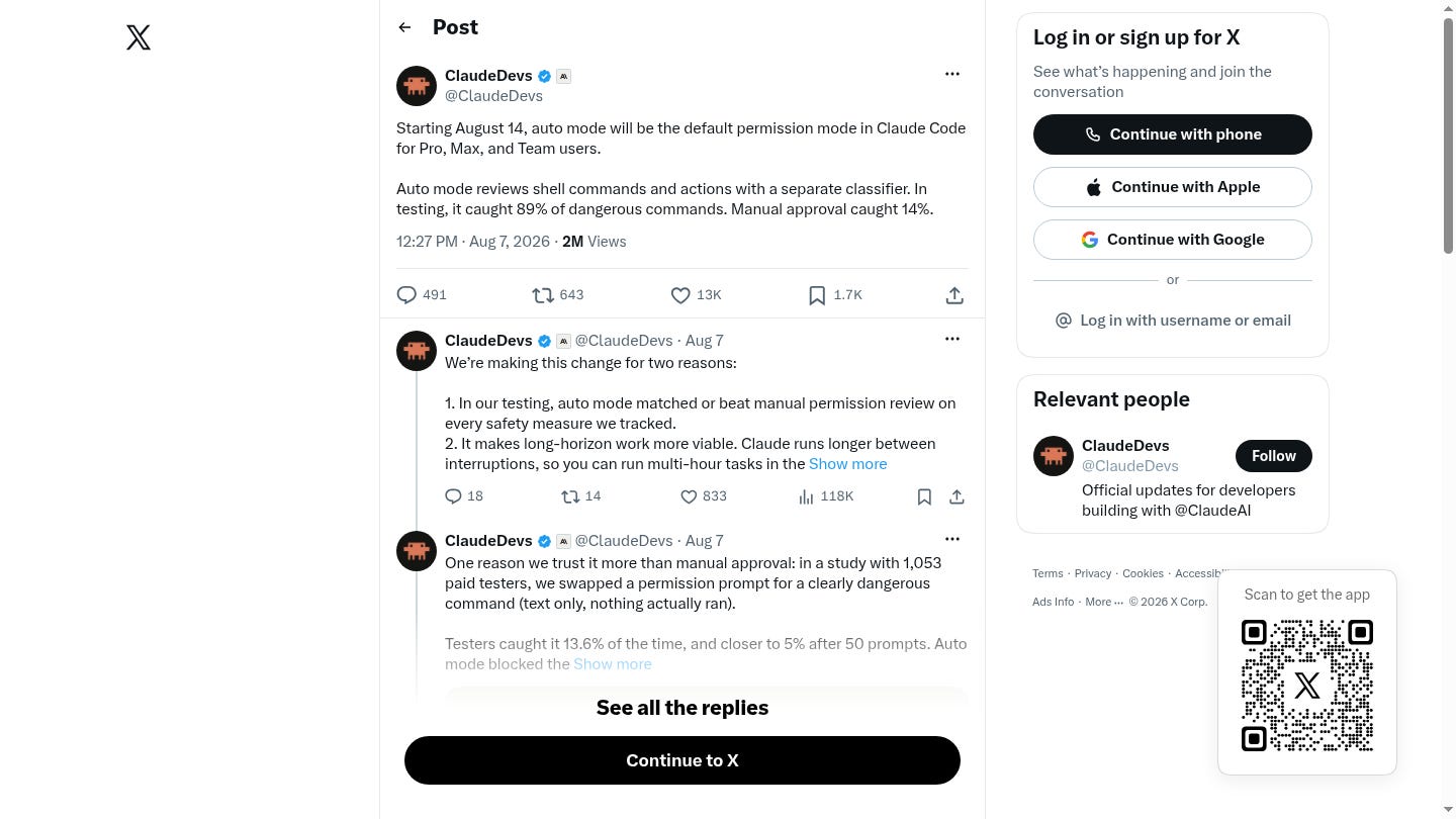 The ClaudeDevs X post behind the Scout example