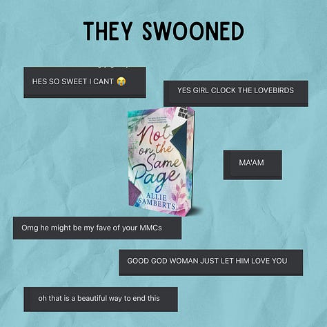 Beta reader comments from Not on the Same Page 