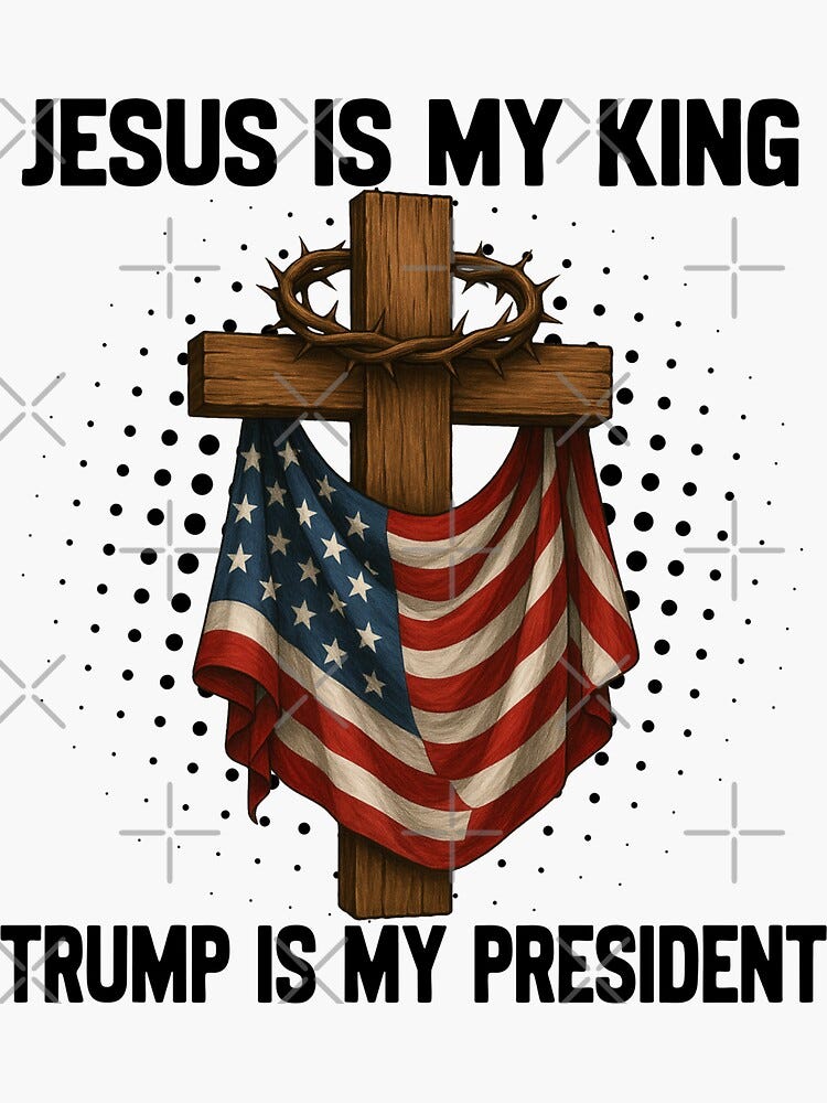 Jesus is my king trump is my president republican conservative maga bible  verse cross crown Sticker