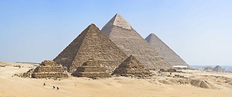 LEFT TO RIGHT: Giza Necropolis; Taj Mahal; Terracotta Army.