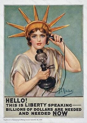 WW1 Propaganda Poster - American Liberty, WW1 US, Statue Of Liberty,  Military | eBay