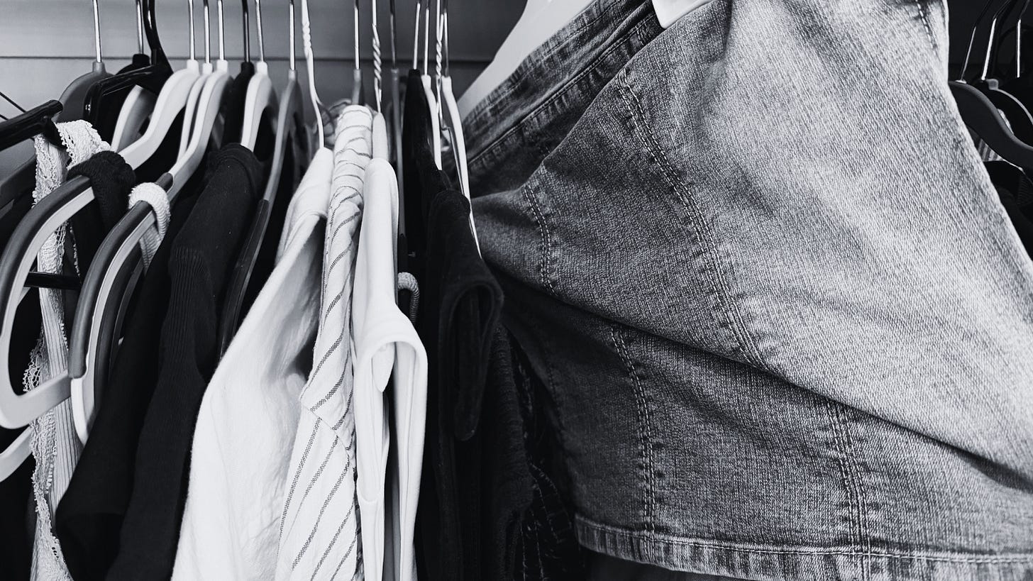 image: wardrobe picture featuring a denim croptop