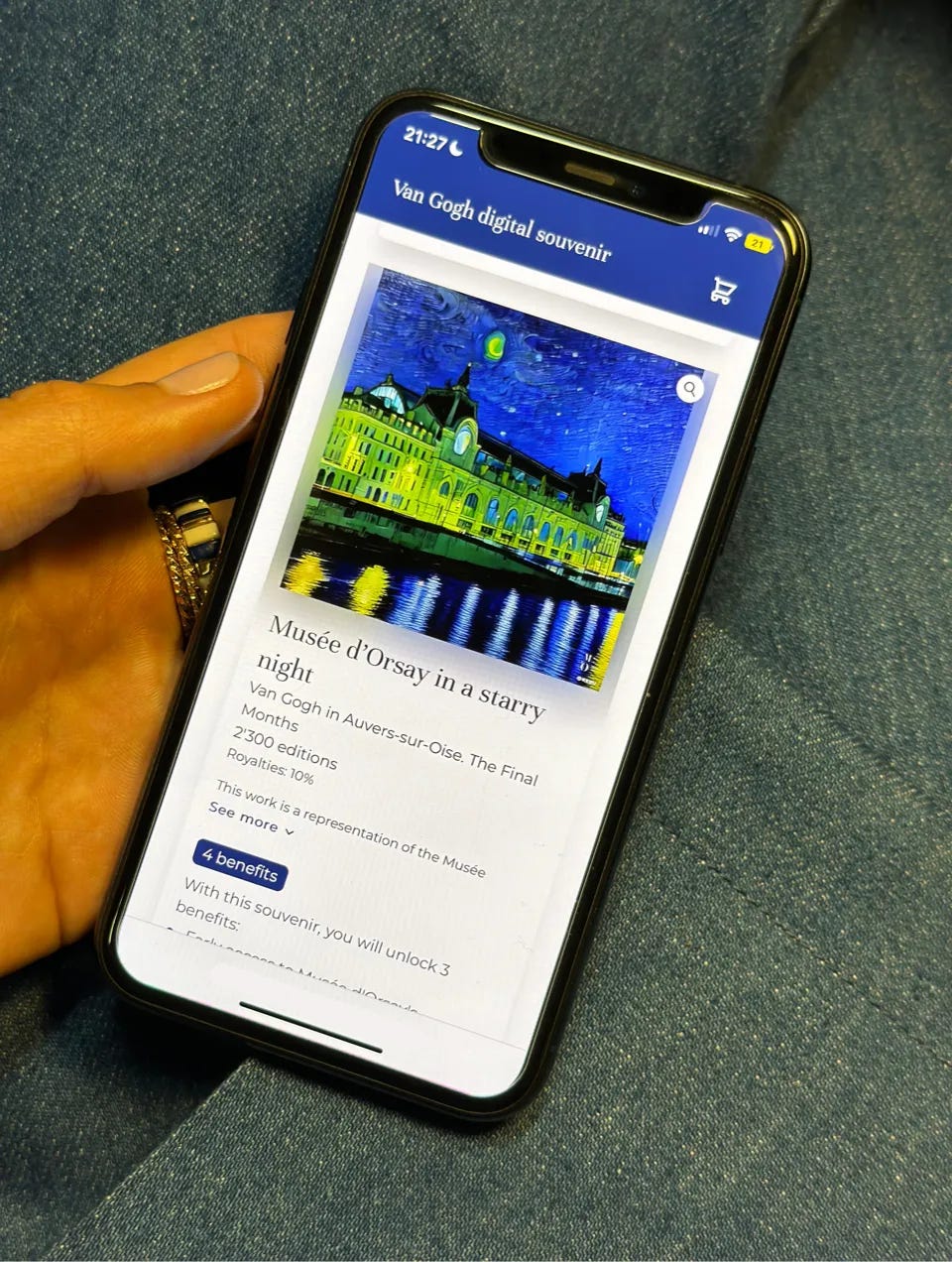 A view of one of the van Gogh digital souvenirs on a mobile phone. Courtesy: KERU, Musée d’Orsay