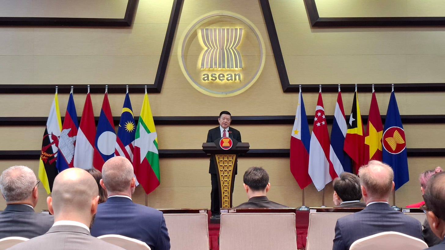 ASEAN Secretary-General Kao Kim Hourn delivered the outcomes of the 59th ASEAN Foreign Ministers' Meeting at ASEAN Secretariat in Jakarta